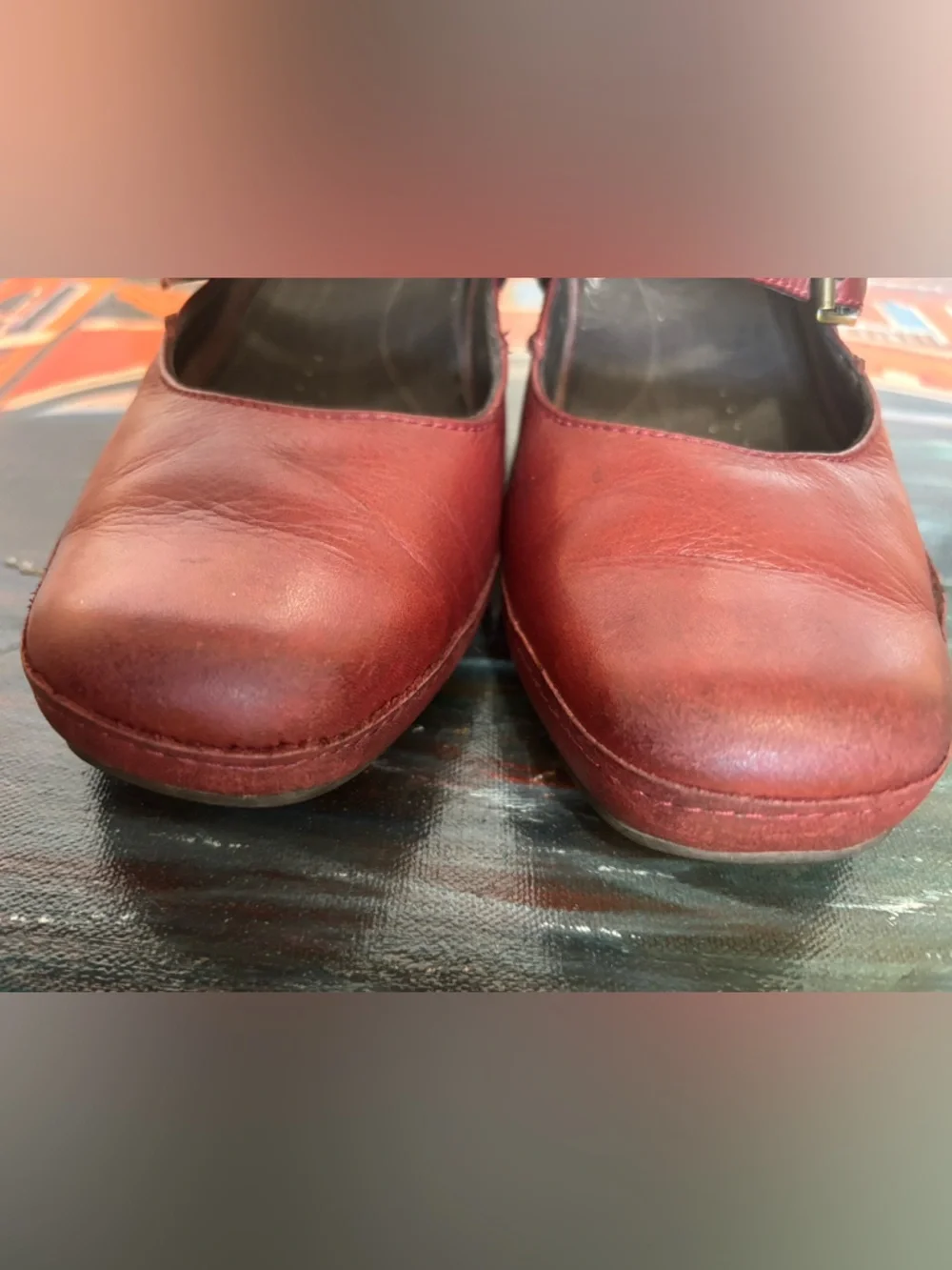 Clarks Women’s Wine Leather Mary Jane Heels - Picture 7 of 7